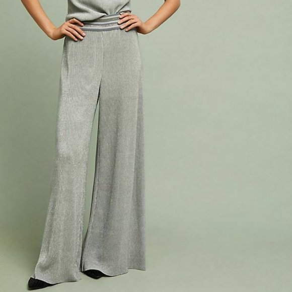 Anthropologie Pants - Anthro ett twa Crepuscule Pants Wide Leg Metallic